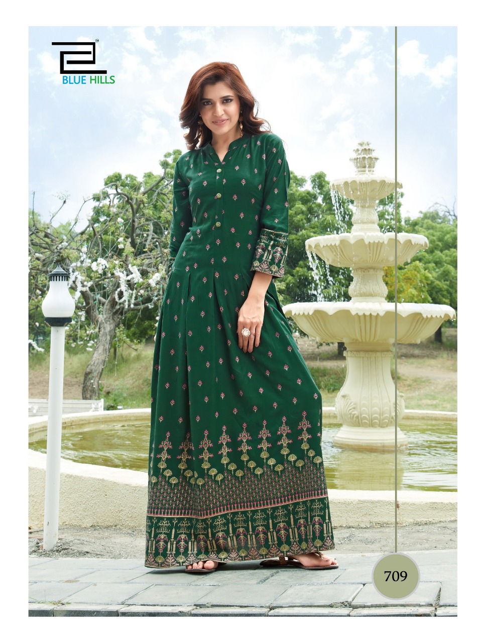 blue hills walkway 7 nx 2 Latest Fancy Designer heavy rayon long gown style kurti